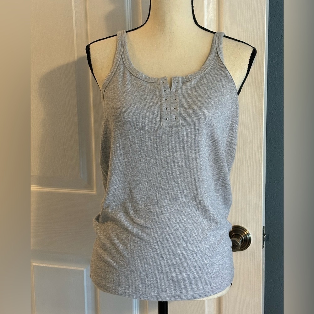 Aerie Heather Gray Tank Top with Cute Front Detail. Sz XL